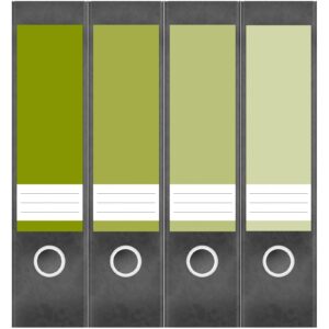 Etiketten für Ordner | Farben Mix Grün | 4 breite Aufkleber für Ordnerrücken | Selbstklebende Design Ordneretiketten Rückenschilder
