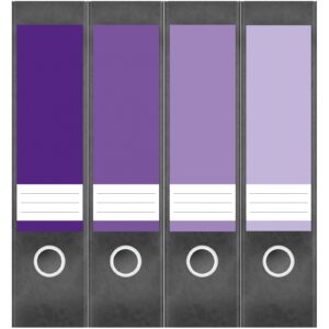 Etiketten für Ordner | Farben Mix LIla | 4 breite Aufkleber für Ordnerrücken | Selbstklebende Design Ordneretiketten Rückenschilder