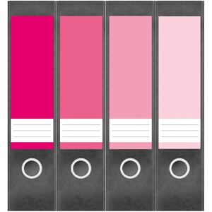 Etiketten für Ordner | Farben Mix Rosa | 4 breite Aufkleber für Ordnerrücken | Selbstklebende Design Ordneretiketten Rückenschilder