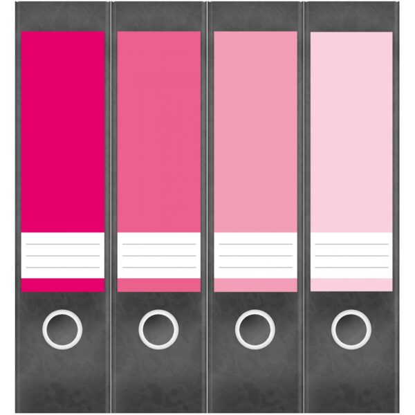 Etiketten für Ordner | Farben Mix Rosa | 4 breite Aufkleber für Ordnerrücken | Selbstklebende Design Ordneretiketten Rückenschilder