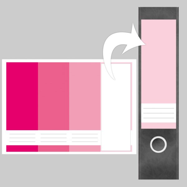 Etiketten für Ordner | Farben Mix Rosa | 4 breite Aufkleber für Ordnerrücken | Selbstklebende Design Ordneretiketten Rückenschilder