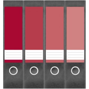 Etiketten für Ordner | Farben Mix Rot | 4 breite Aufkleber für Ordnerrücken | Selbstklebende Design Ordneretiketten Rückenschilder