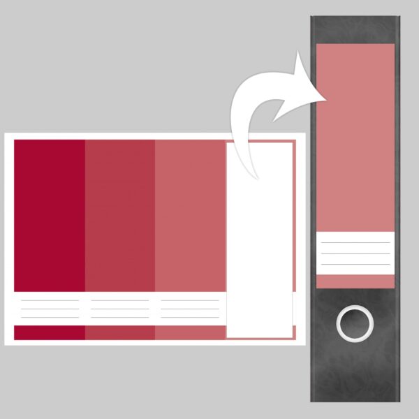 Etiketten für Ordner | Farben Mix Rot | 4 breite Aufkleber für Ordnerrücken | Selbstklebende Design Ordneretiketten Rückenschilder
