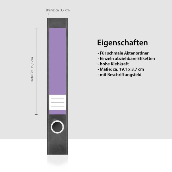 Etiketten für Ordner | Lila 5 | 7 Aufkleber für schmale Ordnerrücken | Selbstklebende Design Ordneretiketten Rückenschilder