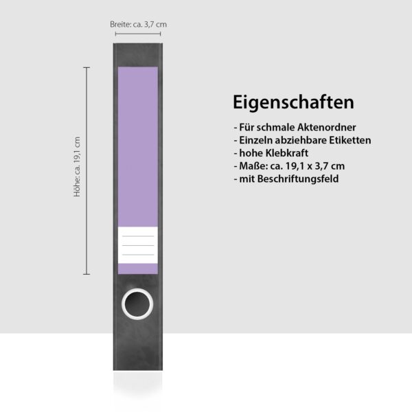 Etiketten für Ordner | Lila 6 | 7 Aufkleber für schmale Ordnerrücken | Selbstklebende Design Ordneretiketten Rückenschilder