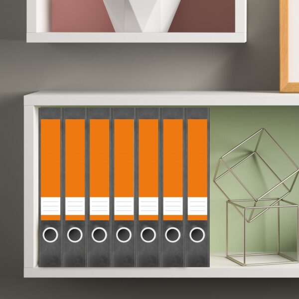 Etiketten für Ordner | Orange 1 | 7 Aufkleber für schmale Ordnerrücken | Selbstklebende Design Ordneretiketten Rückenschilder
