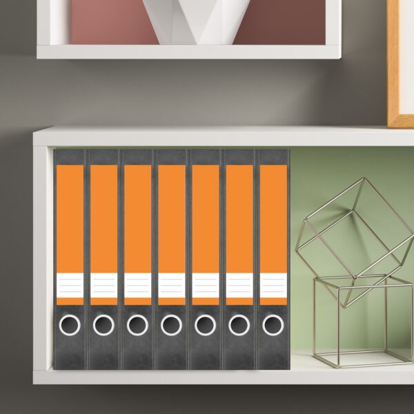Etiketten für Ordner | Orange 2 | 7 Aufkleber für schmale Ordnerrücken | Selbstklebende Design Ordneretiketten Rückenschilder