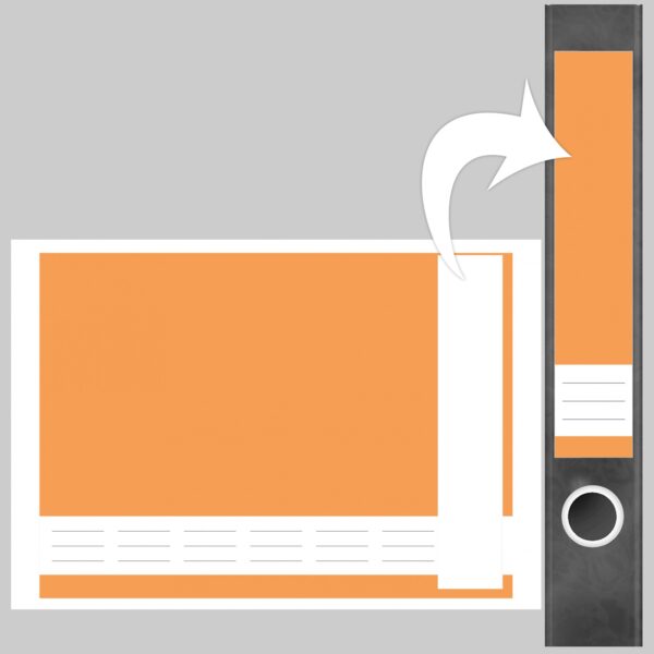 Etiketten für Ordner | Orange 3 | 7 Aufkleber für schmale Ordnerrücken | Selbstklebende Design Ordneretiketten Rückenschilder