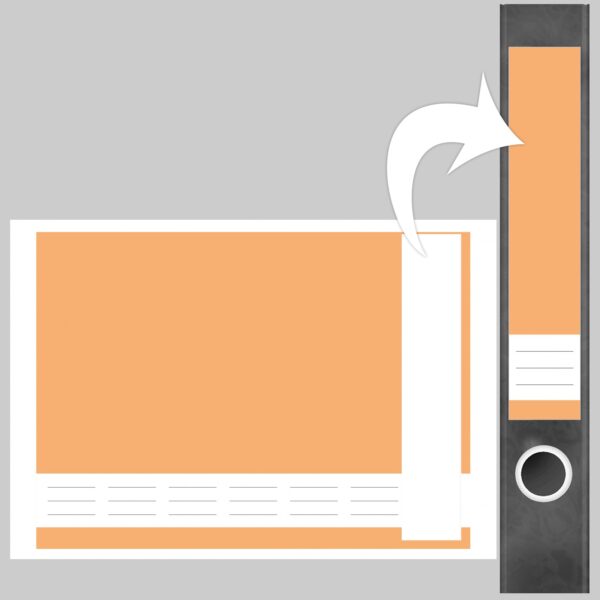 Etiketten für Ordner | Orange 4 | 7 Aufkleber für schmale Ordnerrücken | Selbstklebende Design Ordneretiketten Rückenschilder