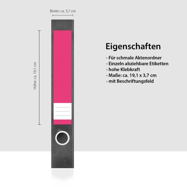 Etiketten für Ordner | Rosa 2 | 7 Aufkleber für schmale Ordnerrücken | Selbstklebende Design Ordneretiketten Rückenschilder