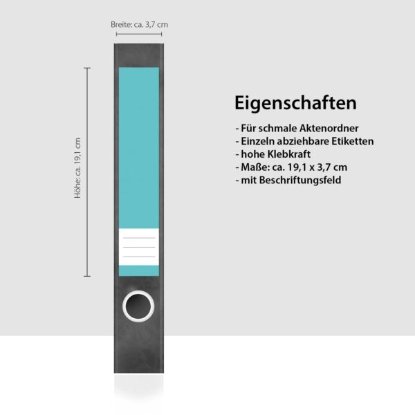Etiketten für Ordner | Türkis 4 | 7 Aufkleber für schmale Ordnerrücken | Selbstklebende Design Ordneretiketten Rückenschilder