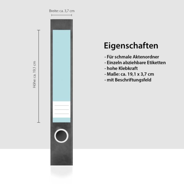 Etiketten für Ordner | Türkis 6 | 7 Aufkleber für schmale Ordnerrücken | Selbstklebende Design Ordneretiketten Rückenschilder