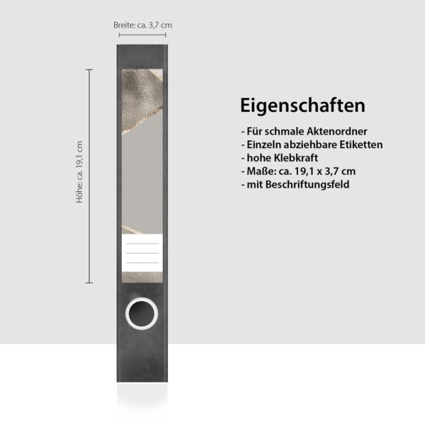 Etiketten für Ordner | Bronze Muster Eckig 2 | 7 Aufkleber für schmale Ordnerrücken | Selbstklebende Design Ordneretiketten Rückenschilder