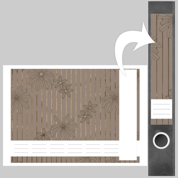 Etiketten für Ordner | Bronze Muster Streifen | 7 Aufkleber für schmale Ordnerrücken | Selbstklebende Design Ordneretiketten Rückenschilder