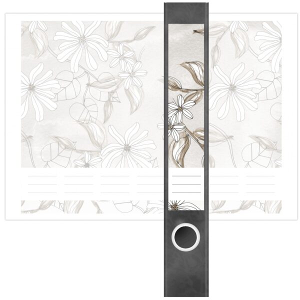 Etiketten für Ordner | Bronze Muster Blumen | 7 Aufkleber für schmale Ordnerrücken | Selbstklebende Design Ordneretiketten Rückenschilder