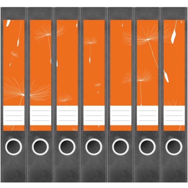 Etiketten für Ordner | Muster Orange | 7 Aufkleber für schmale Ordnerrücken | Selbstklebende Design Ordneretiketten Rückenschilder