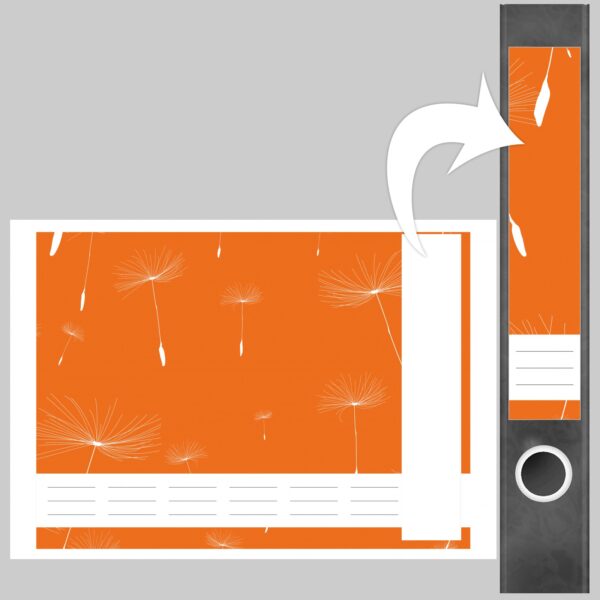 Etiketten für Ordner | Muster Orange | 7 Aufkleber für schmale Ordnerrücken | Selbstklebende Design Ordneretiketten Rückenschilder