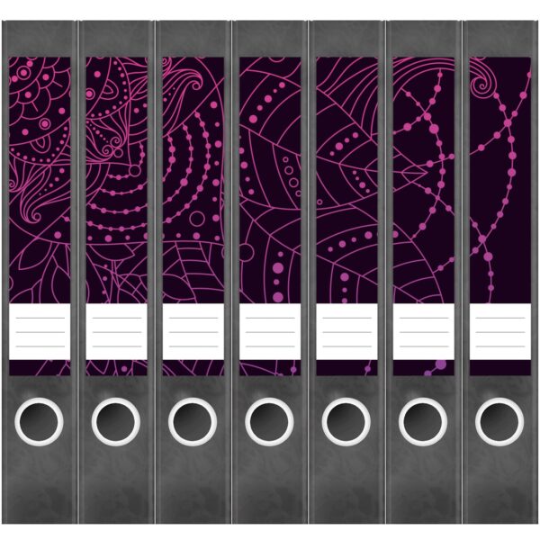 Etiketten für Ordner | Muster Kreise | 7 Aufkleber für schmale Ordnerrücken | Selbstklebende Design Ordneretiketten Rückenschilder