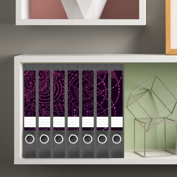 Etiketten für Ordner | Muster Kreise | 7 Aufkleber für schmale Ordnerrücken | Selbstklebende Design Ordneretiketten Rückenschilder