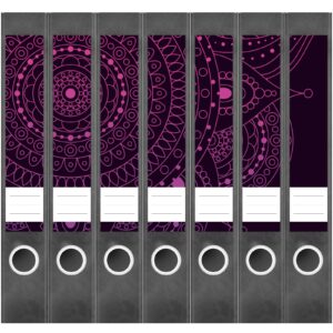 Etiketten für Ordner | Muster Kreise 2 | 7 Aufkleber für schmale Ordnerrücken | Selbstklebende Design Ordneretiketten Rückenschilder