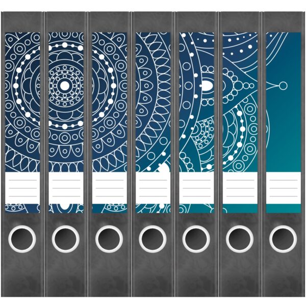Etiketten für Ordner | Muster Kreise 3 | 7 Aufkleber für schmale Ordnerrücken | Selbstklebende Design Ordneretiketten Rückenschilder