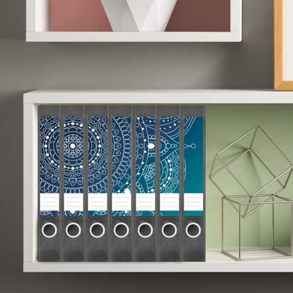 Etiketten für Ordner | Muster Kreise 3 | 7 Aufkleber für schmale Ordnerrücken | Selbstklebende Design Ordneretiketten Rückenschilder