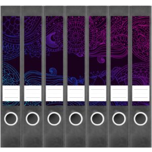 Etiketten für Ordner | Muster Verlauf | 7 Aufkleber für schmale Ordnerrücken | Selbstklebende Design Ordneretiketten Rückenschilder