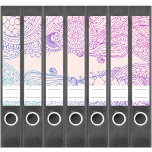 Etiketten für Ordner | Muster Verlauf 2 | 7 Aufkleber für schmale Ordnerrücken | Selbstklebende Design Ordneretiketten Rückenschilder