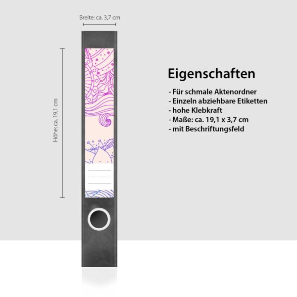 Etiketten für Ordner | Muster Verlauf 2 | 7 Aufkleber für schmale Ordnerrücken | Selbstklebende Design Ordneretiketten Rückenschilder