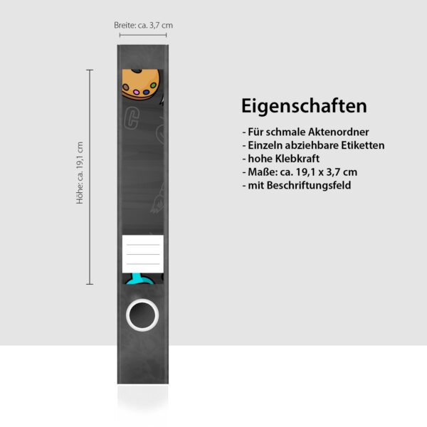 Etiketten für Ordner | Für Schule | 7 Aufkleber für schmale Ordnerrücken | Selbstklebende Design Ordneretiketten Rückenschilder
