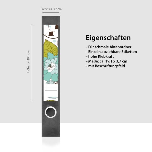 Etiketten für Ordner | Grafisches Design | 7 Aufkleber für schmale Ordnerrücken | Selbstklebende Design Ordneretiketten Rückenschilder
