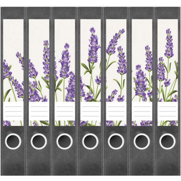 Etiketten für Ordner | Blumenfeld grafisch | 7 Aufkleber für schmale Ordnerrücken | Selbstklebende Design Ordneretiketten Rückenschilder