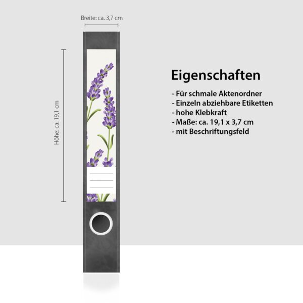 Etiketten für Ordner | Blumenfeld grafisch | 7 Aufkleber für schmale Ordnerrücken | Selbstklebende Design Ordneretiketten Rückenschilder