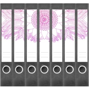 Etiketten für Ordner | Rosa Muster auf Weiss | 7 Aufkleber für schmale Ordnerrücken | Selbstklebende Design Ordneretiketten Rückenschilder