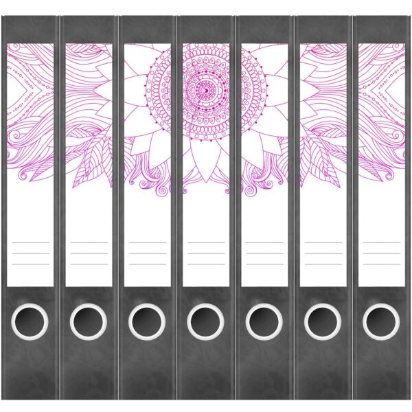 Etiketten für Ordner | Rosa Muster auf Weiss | 7 Aufkleber für schmale Ordnerrücken | Selbstklebende Design Ordneretiketten Rückenschilder