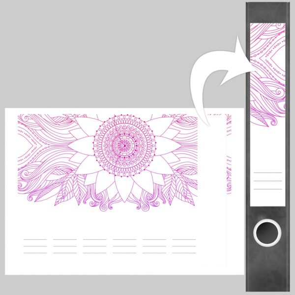 Etiketten für Ordner | Rosa Muster auf Weiss | 7 Aufkleber für schmale Ordnerrücken | Selbstklebende Design Ordneretiketten Rückenschilder