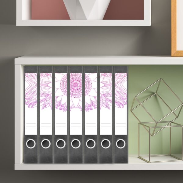 Etiketten für Ordner | Rosa Muster auf Weiss | 7 Aufkleber für schmale Ordnerrücken | Selbstklebende Design Ordneretiketten Rückenschilder