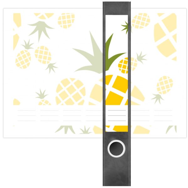 Etiketten für Ordner | Ananas Muster | 7 Aufkleber für schmale Ordnerrücken | Selbstklebende Design Ordneretiketten