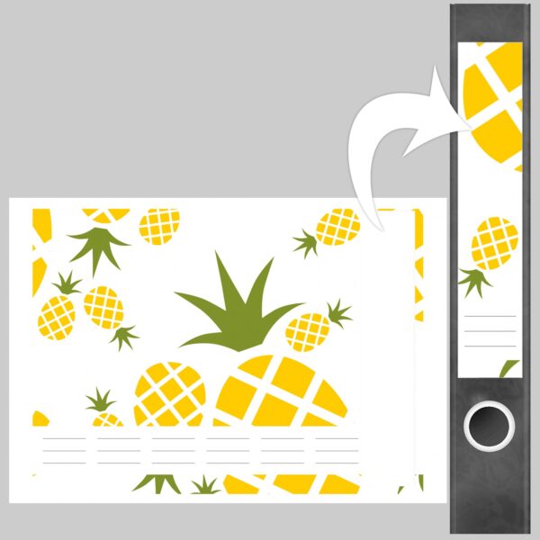 Etiketten für Ordner | Ananas Muster | 7 Aufkleber für schmale Ordnerrücken | Selbstklebende Design Ordneretiketten