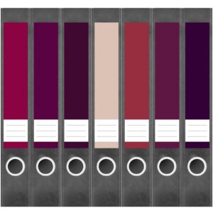 Etiketten für Ordner | Farbmix Rot Braun | 7 Aufkleber für schmale Ordnerrücken | Selbstklebende Design Ordneretiketten Rückenschilder
