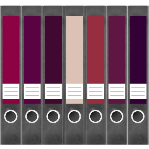 Etiketten für Ordner | Farbmix Rot Braun | 7 Aufkleber für schmale Ordnerrücken | Selbstklebende Design Ordneretiketten Rückenschilder
