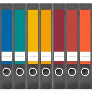 Etiketten für Ordner | Farbmix 2 | 7 Aufkleber für schmale Ordnerrücken | Selbstklebende Design Ordneretiketten Rückenschilder