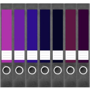 Etiketten für Ordner | Farbmix Lila Wein-Rot | 7 Aufkleber für schmale Ordnerrücken | Selbstklebende Design Ordneretiketten Rückenschilder