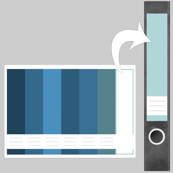 Etiketten für Ordner | Farbmix Blau 3 | 7 Aufkleber für schmale Ordnerrücken | Selbstklebende Design Ordneretiketten Rückenschilder