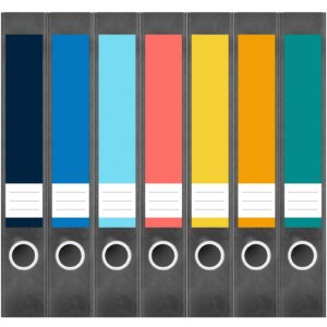 Etiketten für Ordner | Farbmix 3 | 7 Aufkleber für schmale Ordnerrücken | Selbstklebende Design Ordneretiketten Rückenschilder