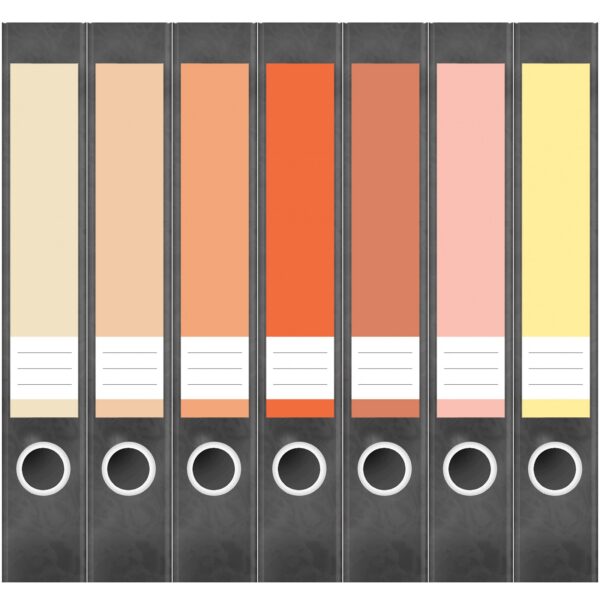 Etiketten für Ordner | Helle Farben Herbst | 7 Aufkleber für schmale Ordnerrücken | Selbstklebende Design Ordneretiketten Rückenschilder