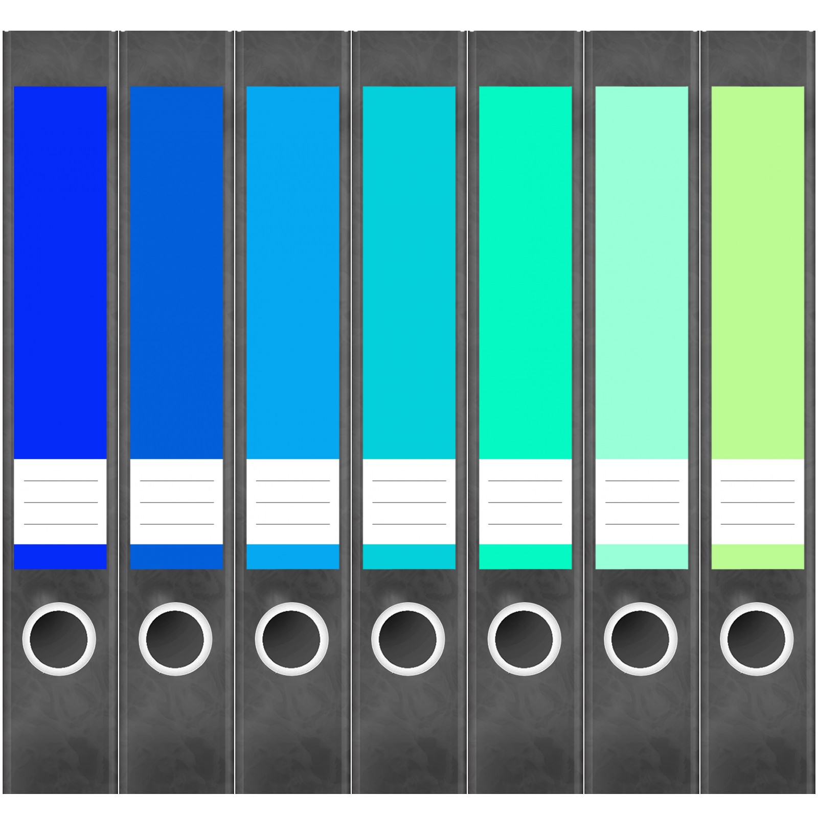 Etiketten für Ordner | Farbmix Blau Türkis | 7 Aufkleber für schmale Ordnerrücken | Selbstklebende Design Ordneretiketten Rückenschilder 1 Etiketten für Ordner | Farbmix Blau Türkis | 7 Aufkleber für schmale Ordnerrücken | Selbstklebende Design Ordneretiketten Rückenschilder