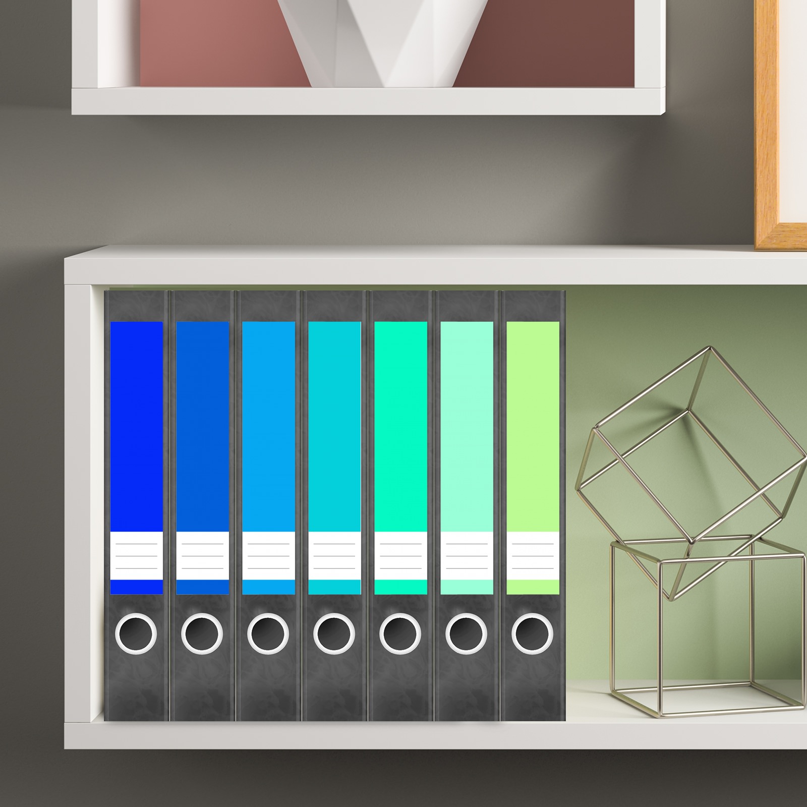 Etiketten für Ordner | Farbmix Blau Türkis | 7 Aufkleber für schmale Ordnerrücken | Selbstklebende Design Ordneretiketten Rückenschilder 4 Etiketten für Ordner | Farbmix Blau Türkis | 7 Aufkleber für schmale Ordnerrücken | Selbstklebende Design Ordneretiketten Rückenschilder