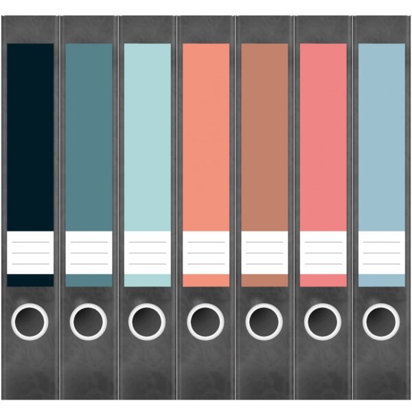 Etiketten für Ordner | Farbmix 4 | 7 Aufkleber für schmale Ordnerrücken | Selbstklebende Design Ordneretiketten Rückenschilder