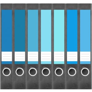 Etiketten für Ordner | Farbmix Blau 6 | 7 Aufkleber für schmale Ordnerrücken | Selbstklebende Design Ordneretiketten Rückenschilder
